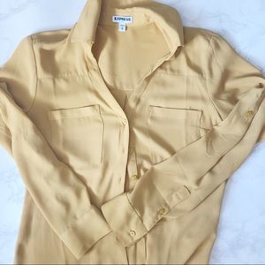 Express Mustard Yellow Portofino Blouse XS
